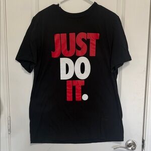 Nike Black and Red 'Just Do It' Short Sleeve Tee